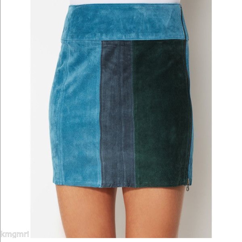 COPY - Patterson J. Kincaid Colorblock Suede Skirt